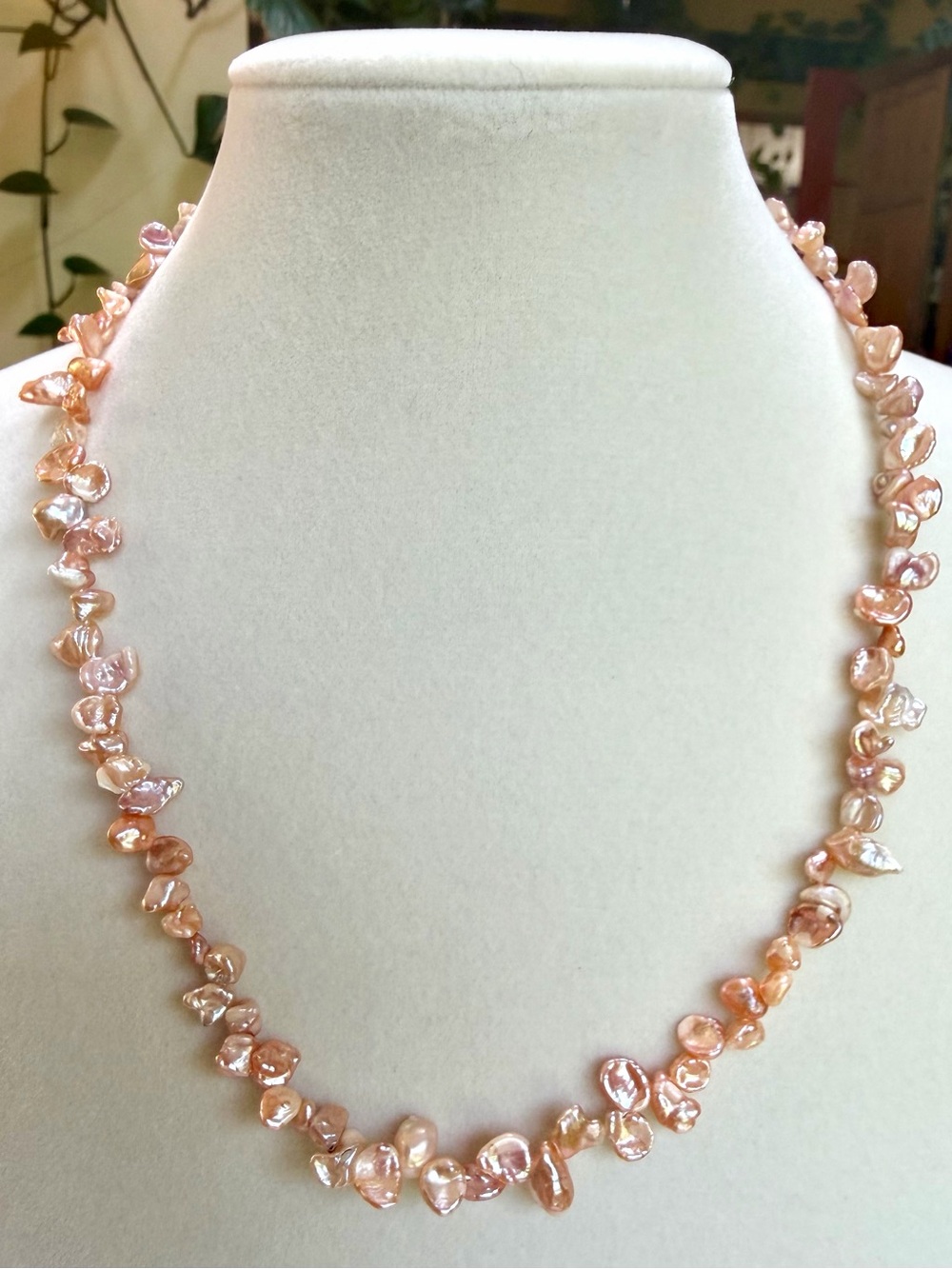 Freshwater Keshi Pearl Necklace in Peach color  - Women Jewelry